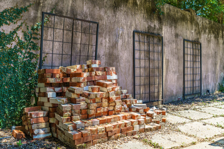 Bricks stacked at a build site